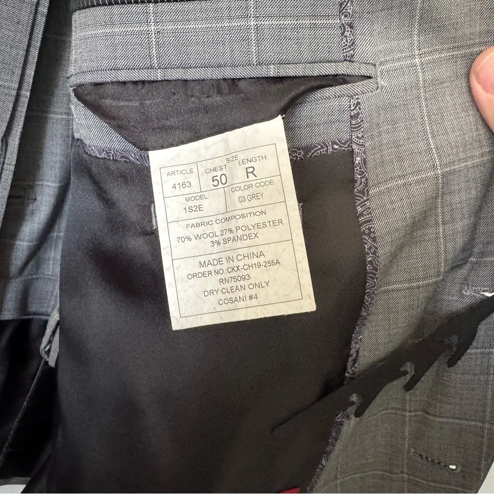 Linea Uomo Men’s Gray Checked Suit – Size 50R $85 - Picture 5 of 13